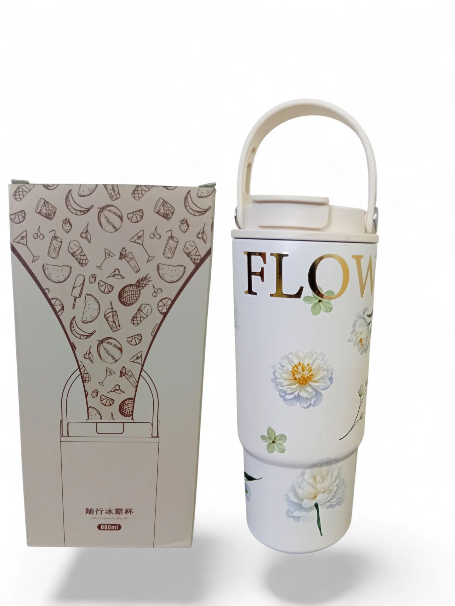 880ml Floral Flipstraw Tumbler