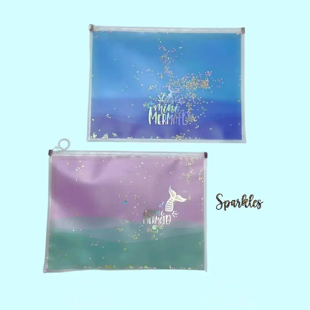 GLITTERY TRANSLUCENT MERMAID FOLDER SPARKLES