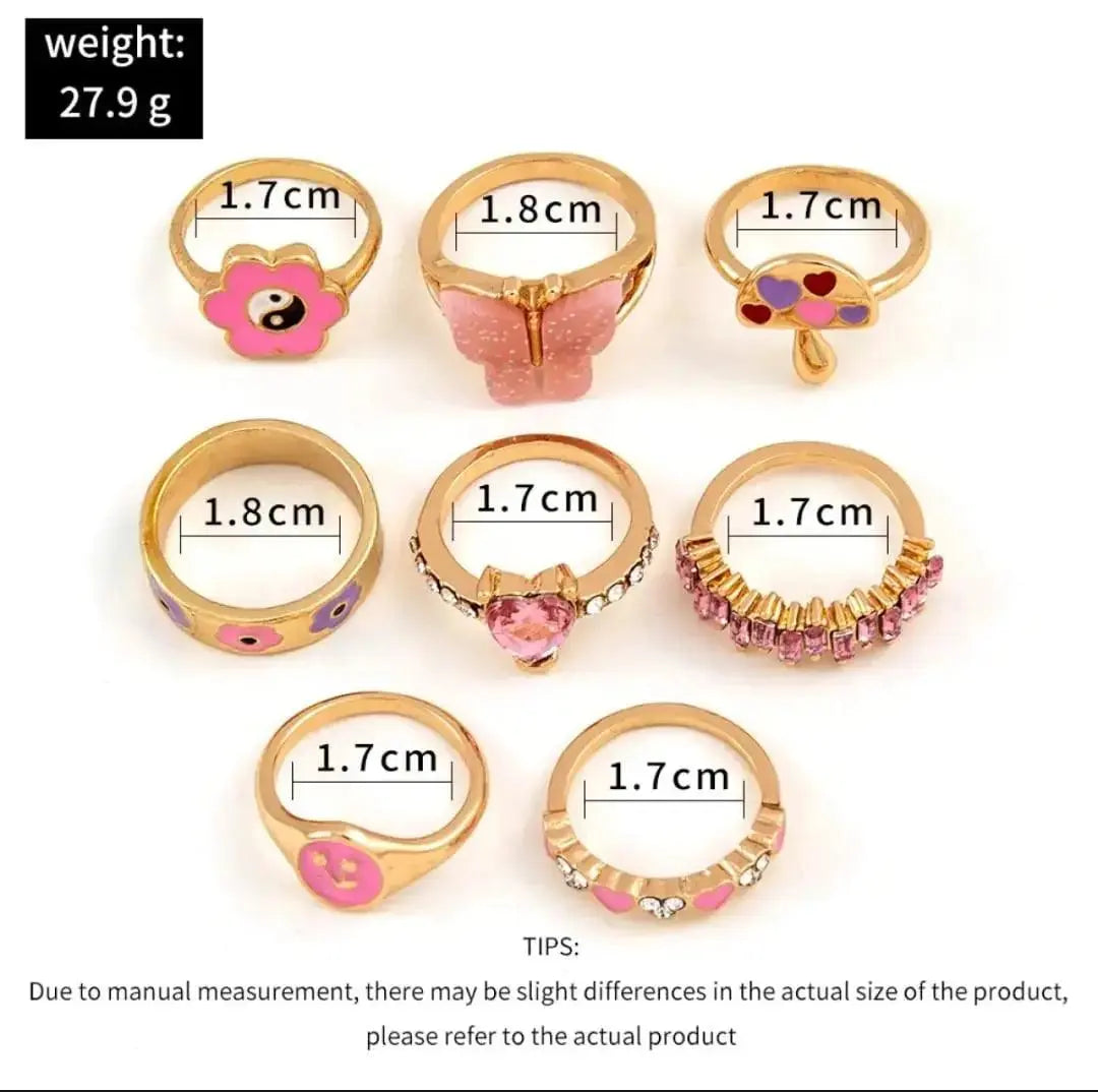 8 X LUXURIOUS DAINTY RINGS SET SPARKLES