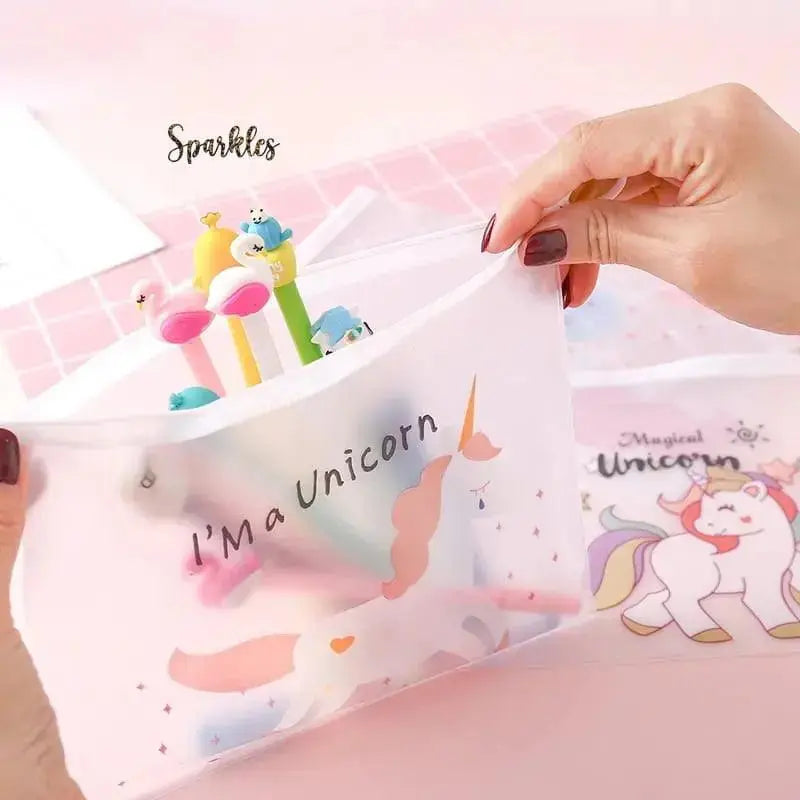 TRENDY TRANSLUCENT UNICORN POUCH SPARKLES