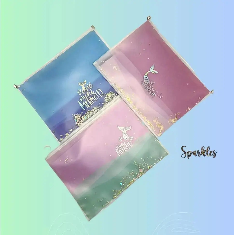 GLITTERY TRANSLUCENT MERMAID FOLDER SPARKLES
