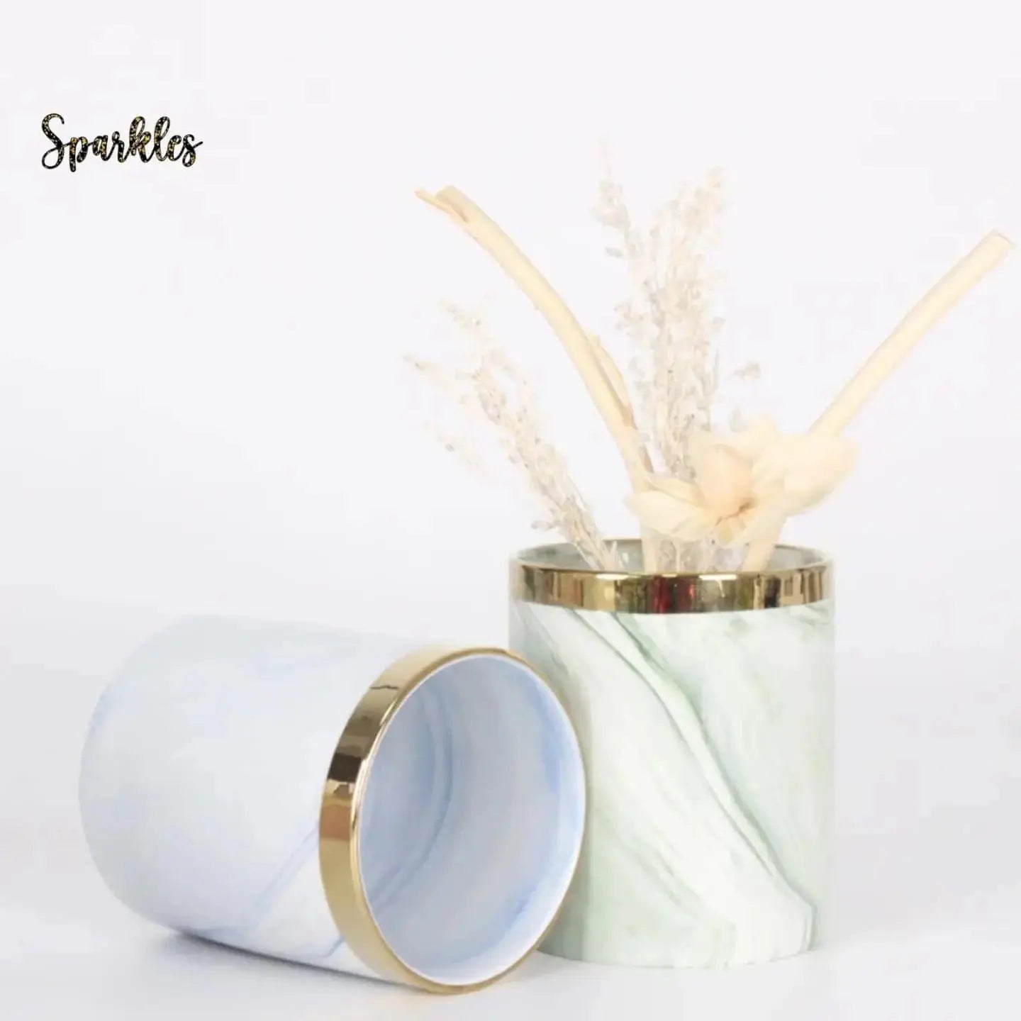 MODERN MARBLE CERAMIC POT PLANTER SPARKLES