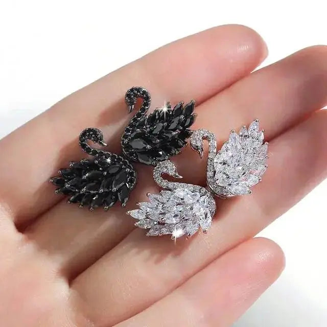 SWAN STUD EARRINGS SPARKLES