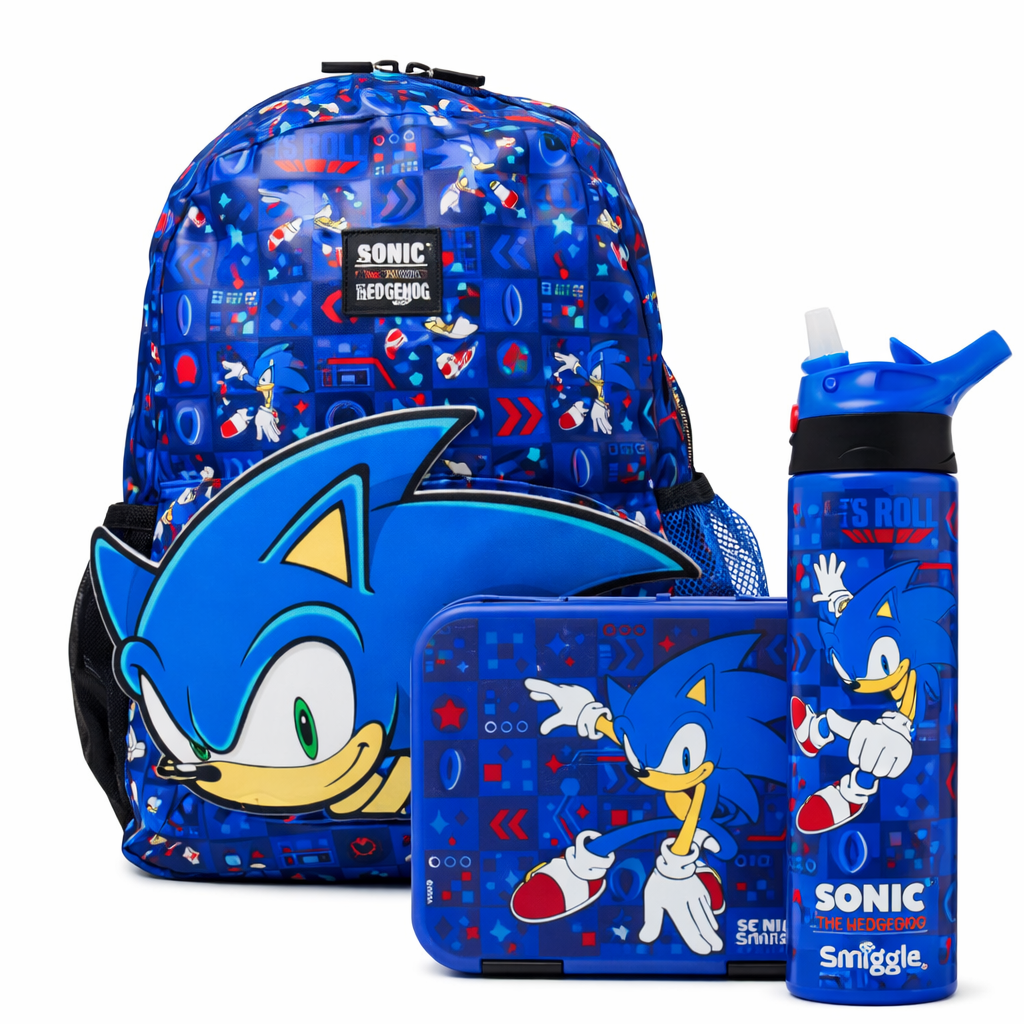 SONIC JUNIOR SCHOOL KIT ( LUNCH BOX -BOTTLE -BACKPACK)