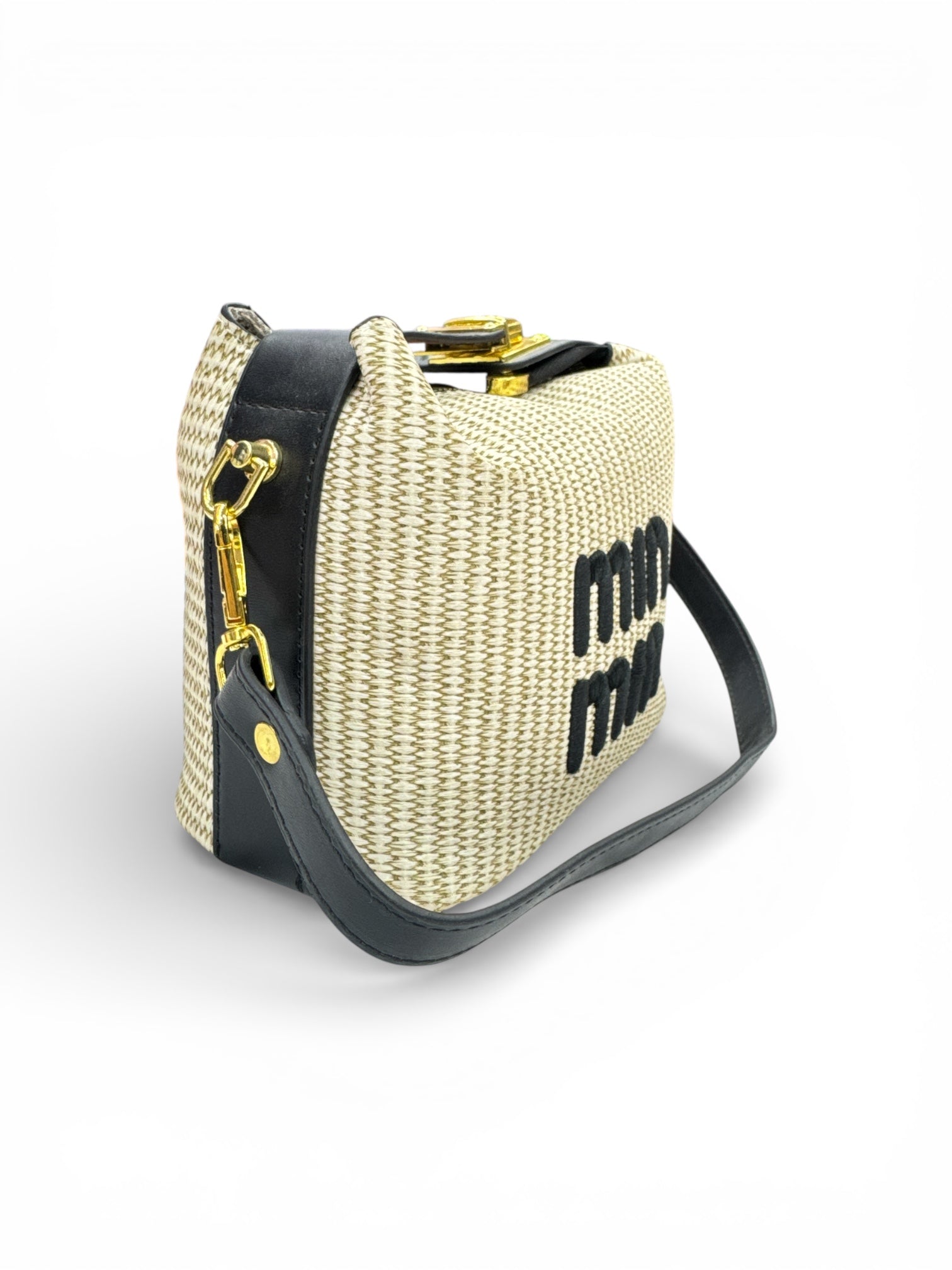Min Min Woven Beige & Black Handbag BLINKLES OFFICIAL