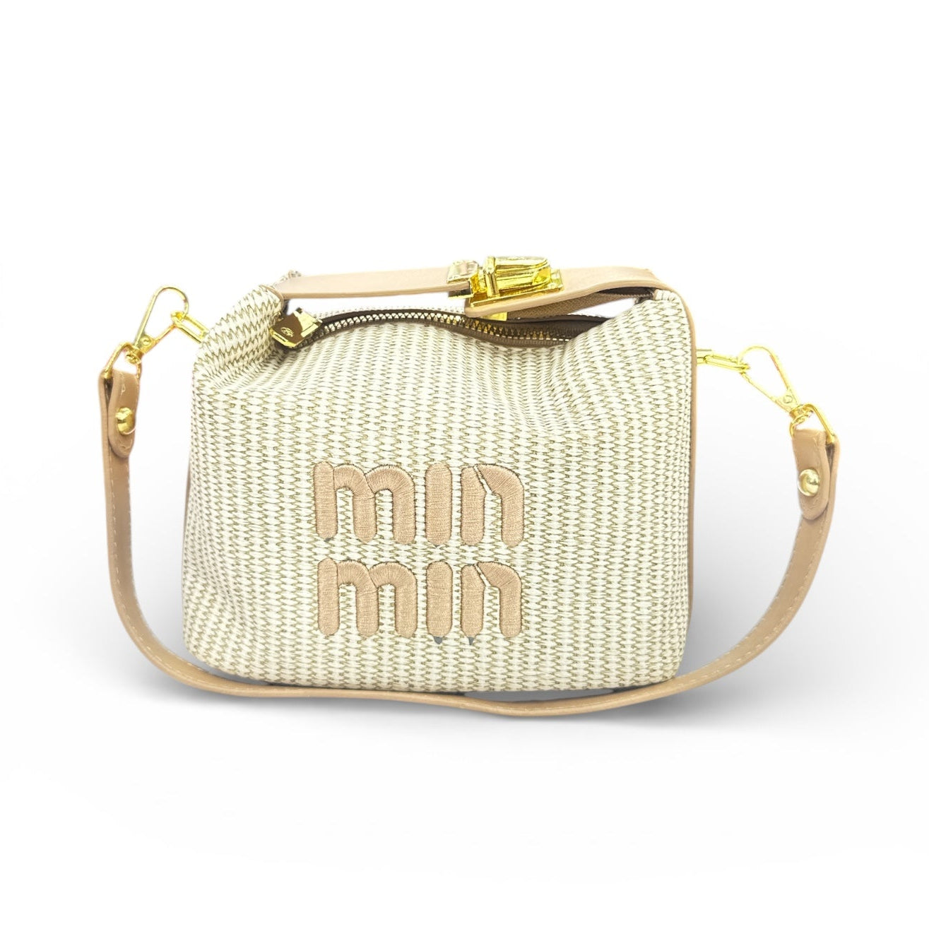 Min Min Woven Beige Handbag with Tan Strap BLINKLES OFFICIAL
