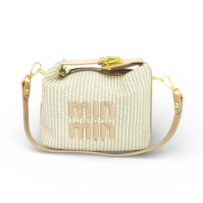Min Min Woven Beige Handbag with Tan Strap BLINKLES OFFICIAL