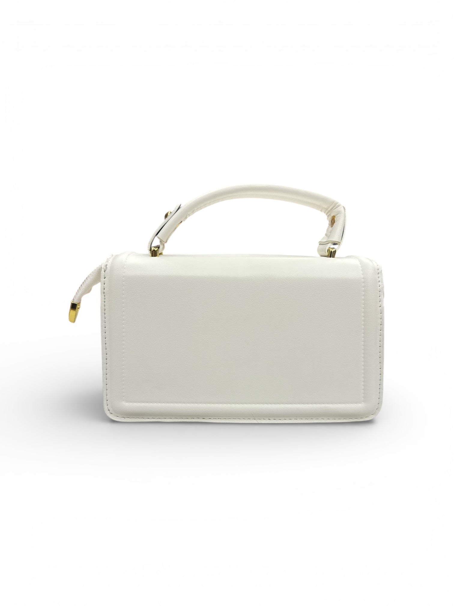 Elegant Check Pattern White Leather Handbag BLINKLES OFFICIAL