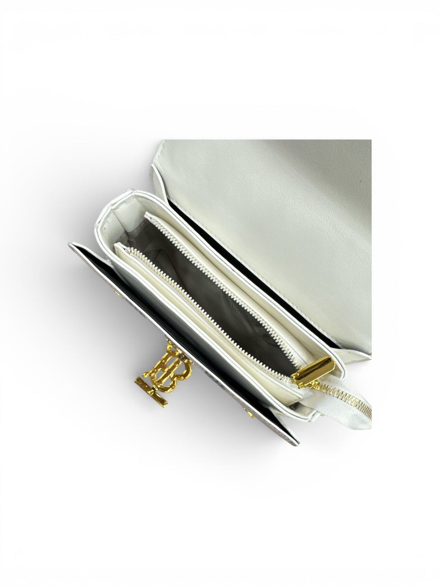 Elegant Check Pattern White Leather Handbag BLINKLES OFFICIAL