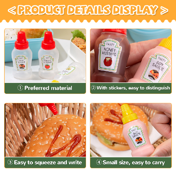 Mini Condiment Bottles/ Mini Ketchup Bottles (pack of 2)