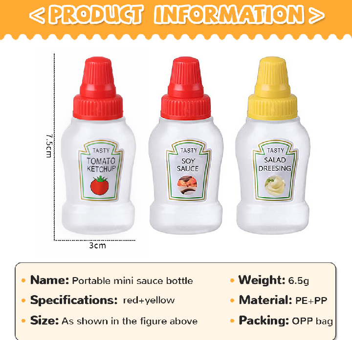 Mini Condiment Bottles/ Mini Ketchup Bottles (pack of 2)