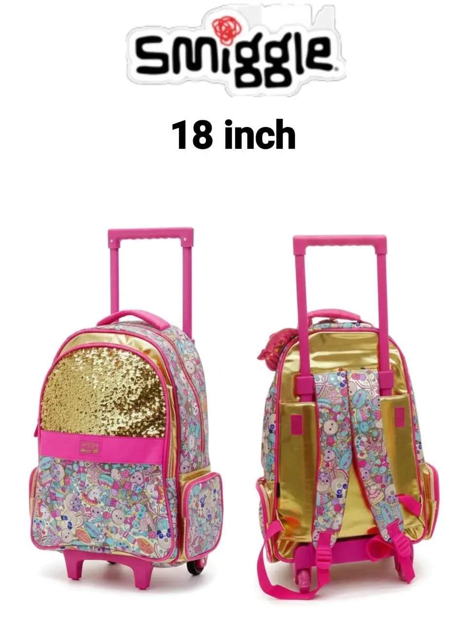 Original Kids Trolley Backpack - Reversible Gold Sequins & Unicorn Print fashion classic