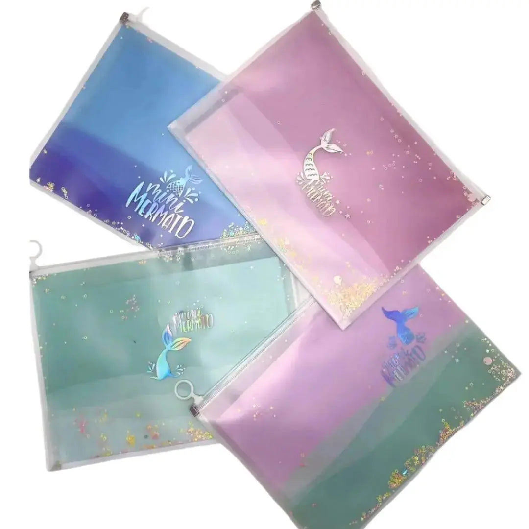 GLITTERY TRANSLUCENT MERMAID FOLDER SPARKLES