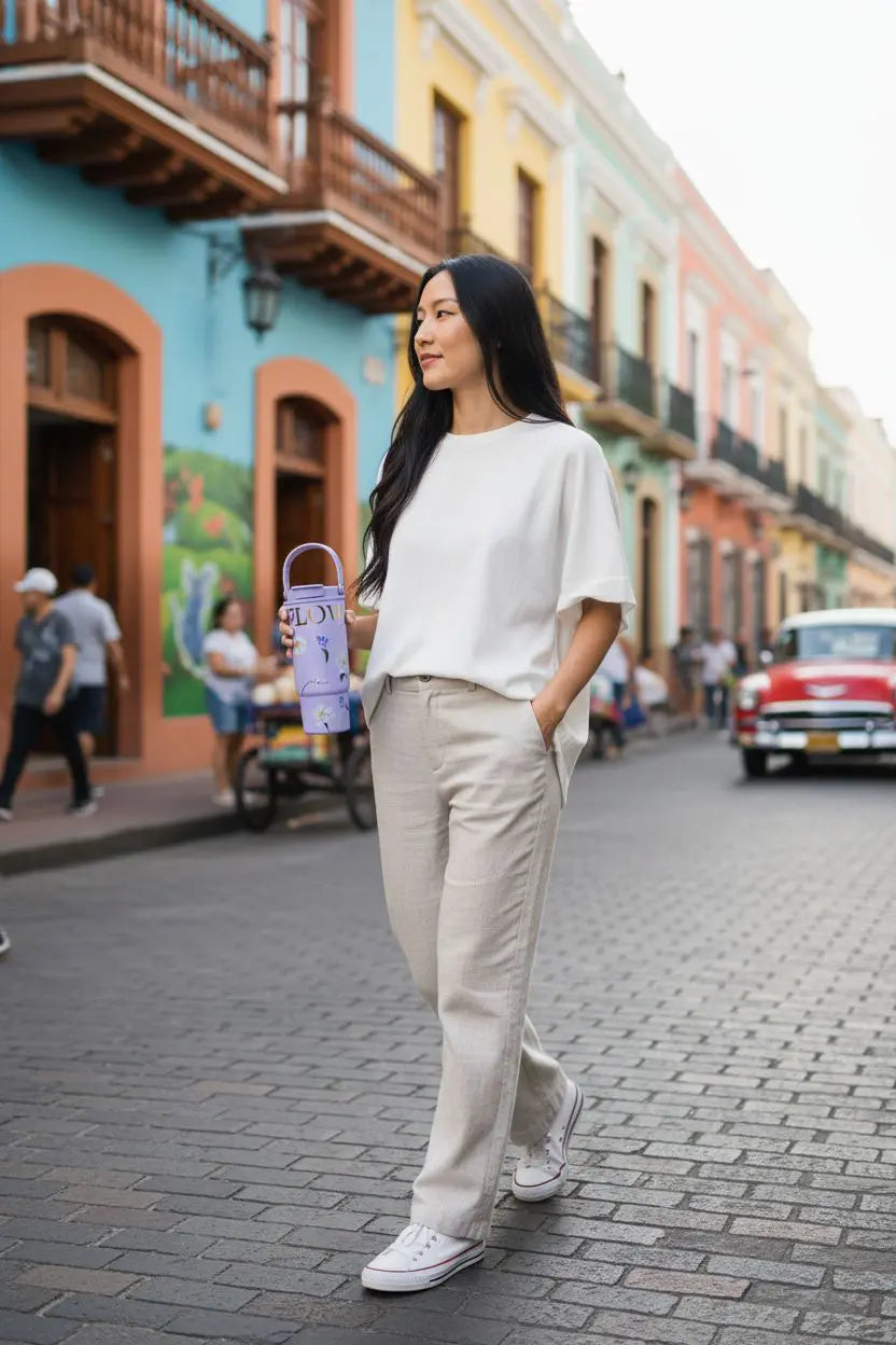 880ml Floral Flipstraw Tumbler