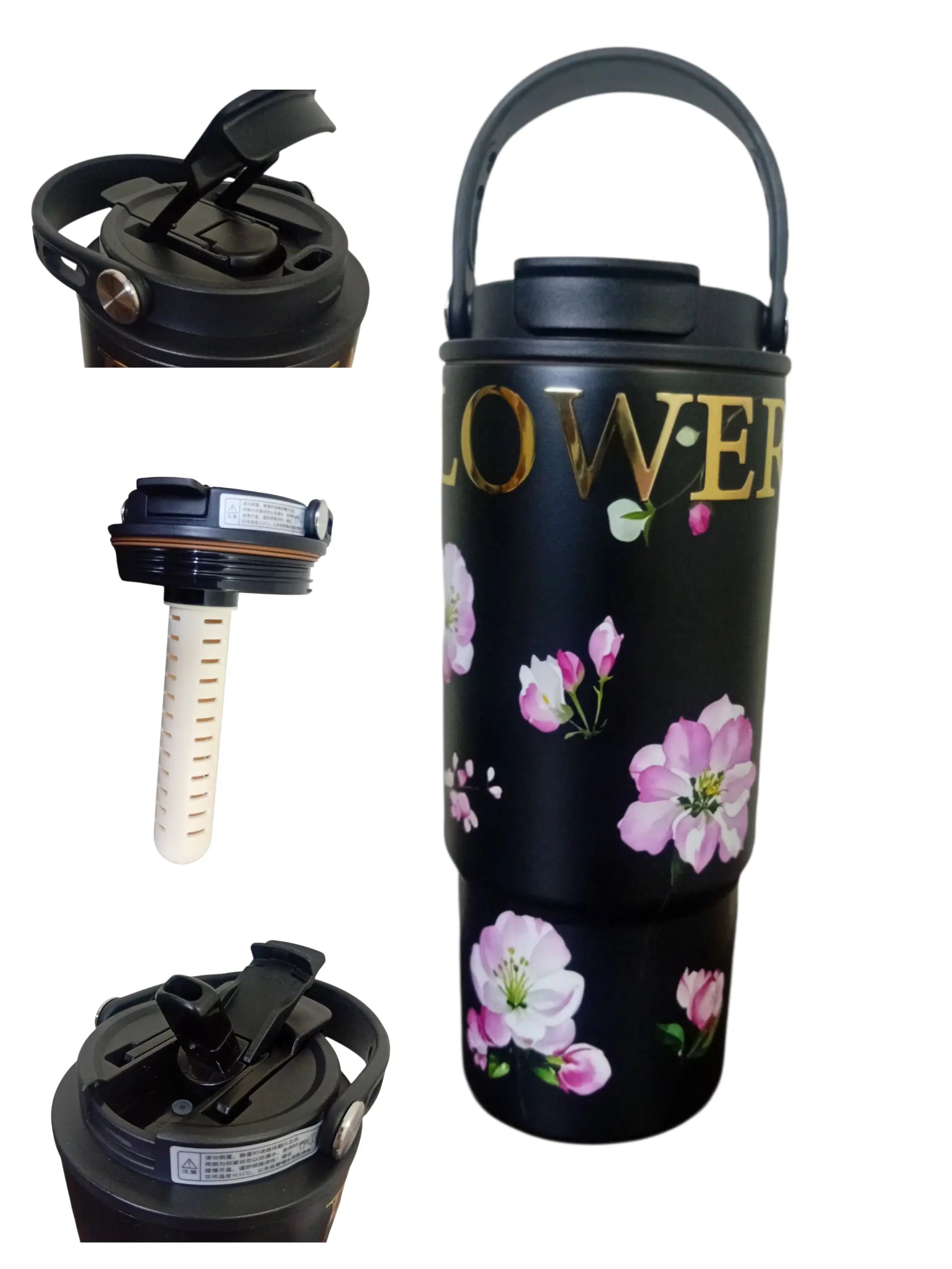 880ml Floral Flipstraw Tumbler