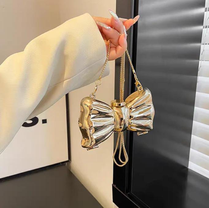Shiny Bow Metal Clutch SpringBles